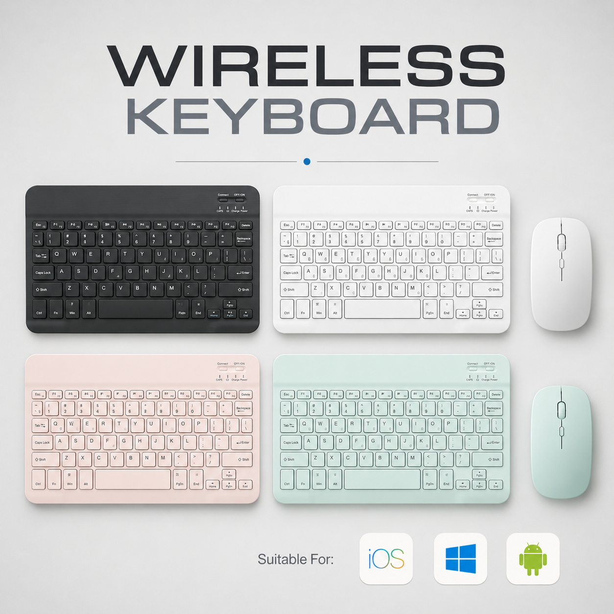 Keyboard Bluetooth Wireless 10 Inch Ringan Portable untuk Tablet HP Laptop